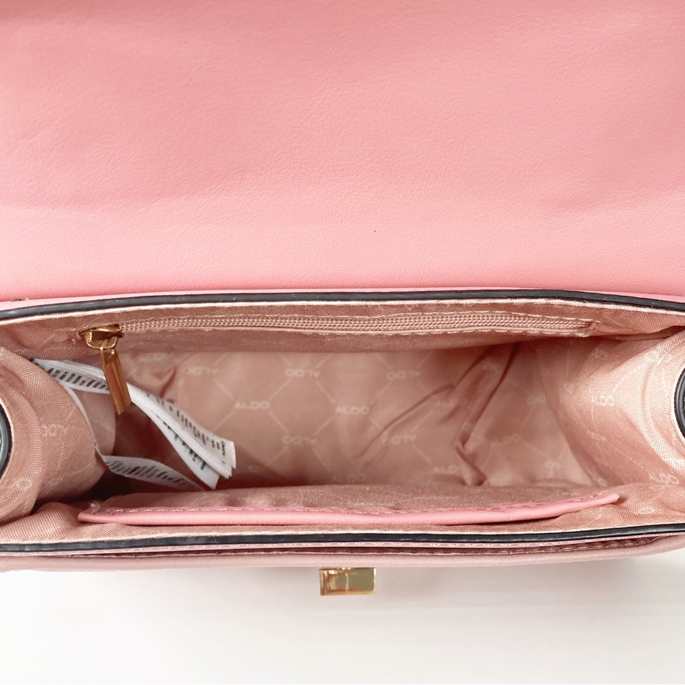 Aldo Pink White Top Handle Turn Lock Crossbody Bag NWOT - Picture 6 of 16
